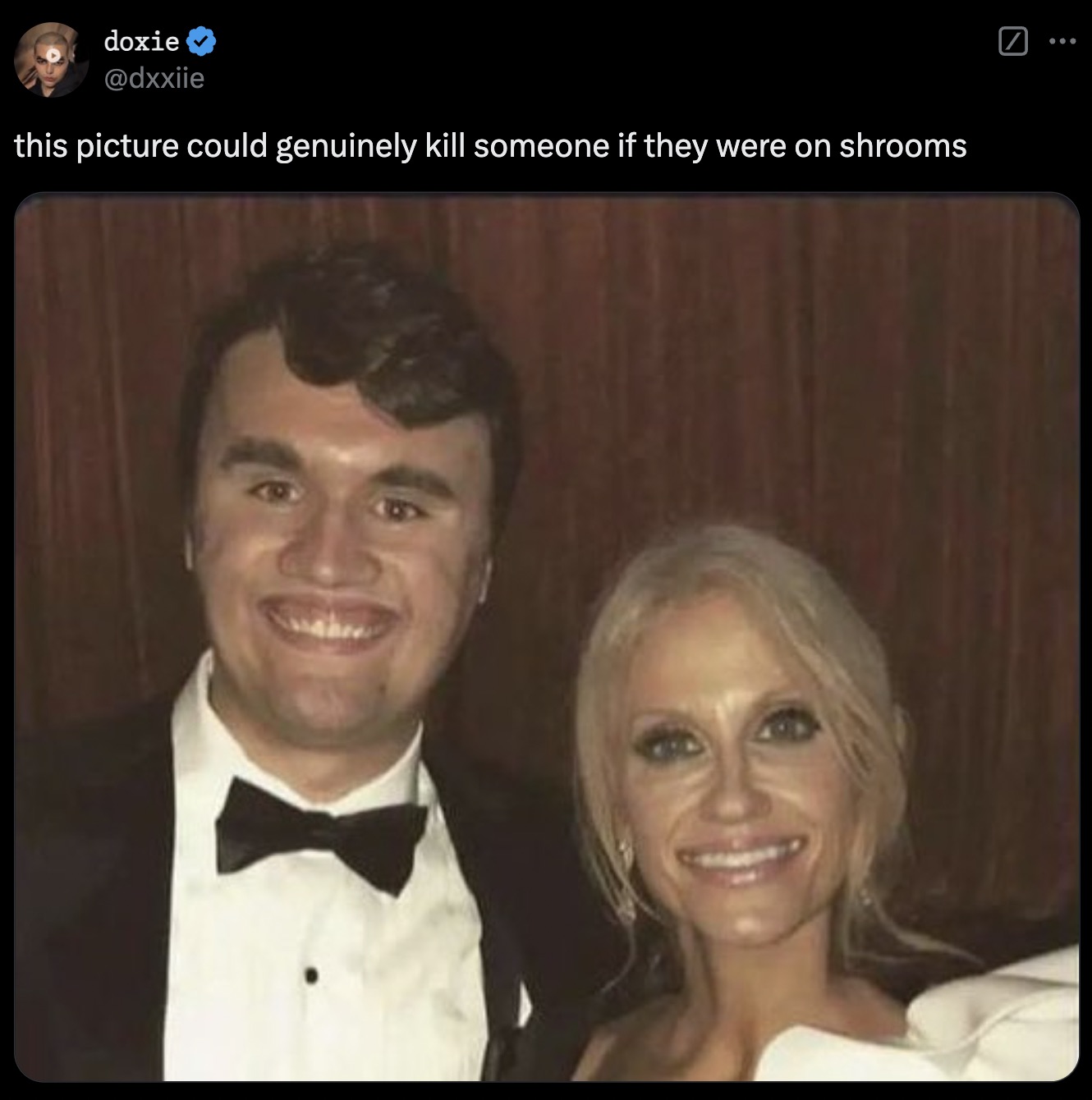 charlie kirk gummy smile - doxie this picture could genuinely kill someone if they were on shrooms